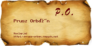 Prusz Orbán névjegykártya